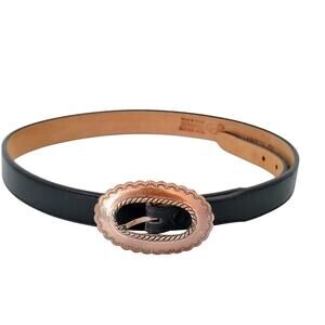 Justin Boots Women Medium Black Belt Top Grain Cowhide Leather 34.5" Length Vtg